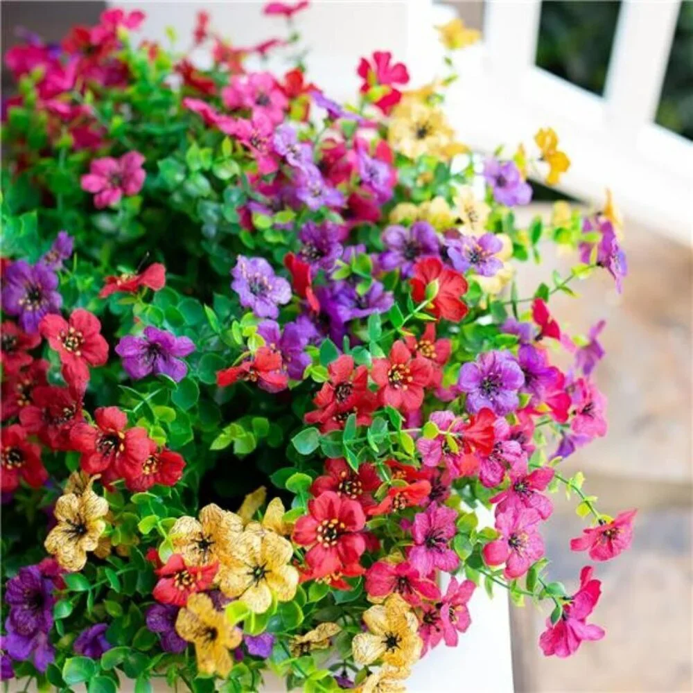 Artificial Daisy Flowers Outdoor UV Resistant 12 Bundles Faux Plants Decor